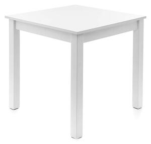 Drewniany stół kwadratowy 80x80cm TMS08 biały blat z białymi nogami do salonu i jadalni