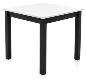 Drewniany stół kwadratowy 80x80cm TMS08, biały blat z czarnymi nogami do salonu i jadalni