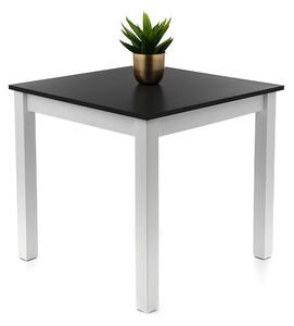 Drewniany stół kwadratowy 80x80cm TMS08, czarny blat z białymi nogami do salonu i jadalni