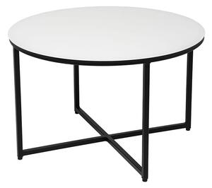 Okrągły stolik kawowy TMK01 z metalowym stelażem i szklanym białym blatem w stylu vintage