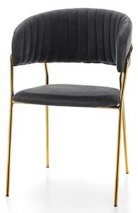 Krzesło tapicerowane TM44 szary welur złote nogi w stylu glamour