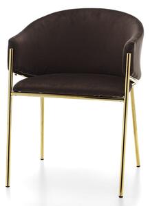 Krzesło tapicerowane TM51 brązowy welur złote nogi w stylu glamour