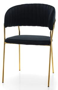 Krzesło tapicerowane TM44 czarny welur złote nogi w stylu glamour
