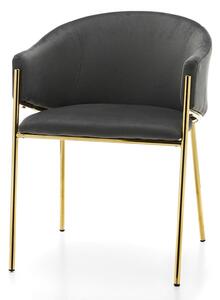 Krzesło tapicerowane TM51 ciemnoszary welur złote nogi w stylu glamour