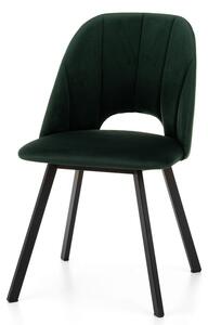 Krzesło tapicerowane Maja zielony welur z czarnymi nogami