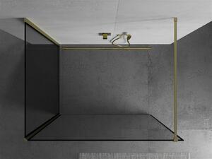 Mexen Kioto ścianka prysznicowa Walk-in 140 x 120 cm, czarny wzór, złota szczotkowana - 800-140-212-55-70-120