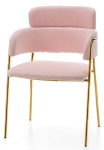 Krzesło tapicerowane TM48 różowy welur złote nogi w stylu glamour