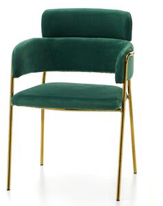 Krzesło tapicerowane TM48 zielony welur złote nogi w stylu glamour