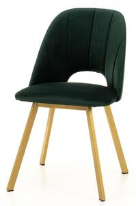 Krzesło tapicerowane Maja zielony welur ze złotymi nogami