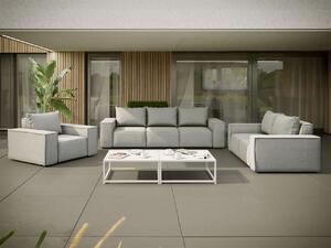 Zestaw ogrodowy Patio 3 z fotelem i dwuosobową oraz trzyosobową kanapą w jasnoszarym kolorze OUTLET