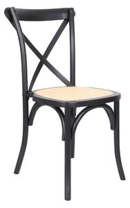 Krzesło drewniane Solido dark, rattan, bukowe, czarne