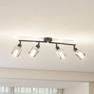 Lampa sufitowa Lindby Netty, 4-punktowa, szary, szkło Netty Lindby, możliwość ściemniania, aluminiowy / szary / cynkowy, salon / jadalnia, szkło, nowoczesny