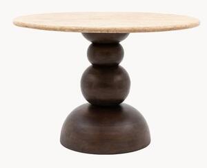 Okrągły stół do jadalni z trawertynowym blatem Trevi, Ø 110 cm