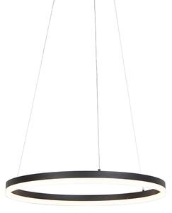 Designerska lampa wisząca w kształcie pierścienia czarna 60cm z diodą LED i ściemniaczem - Anello Oswietlenie wewnetrzne
