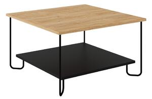 Czarny stolik z blatem w dekorze dębu 80x80 cm Tonka – Marckeric
