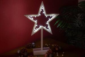 Świąteczna dekoracja - gwiazda na stojaku, 38 cm,20 LED