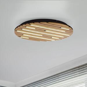 Q-Smart-Home Inteligentna lampa sufitowa Q-Akustik, możliwość ściemniania, jasne drewno, salon / jadalnia, drewno, nowoczesny