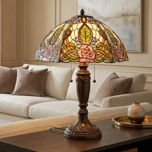 Clayre&Eef Lampa stołowa tiffany EDEN, multikolor, salon / jadalnia, szkło, tiffany