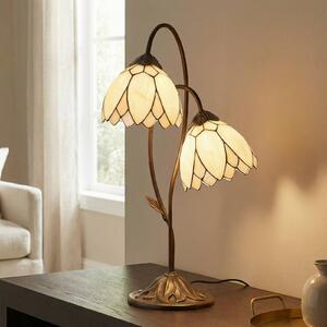 Clayre&Eef Lampa stołowa tiffany LILIANA, brązowy / rdzawy, salon / jadalnia, szkło, tiffany