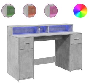 Biurko z podÅwietleniem LED, betonowa szaroÅÄ, 140x55x91 cm