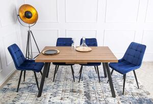 Zestaw stół prostokątny rozkładany berlin i 4 krzesła tapicerowane rio granatowe welurowe do jadalni