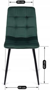 Krzesło tapicerowane do jadalni peru zielone welurowe