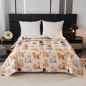 Narzuta z wzorem COLORED CATS kremowa Rozmiar: 220 x 240 cm