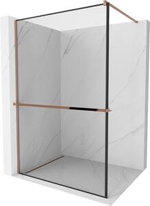 Mexen Kioto+ ścianka prysznicowa z półką Walk-in 70 x 200 cm, czarny wzór, różowe złoto - 800-070-121-60-70