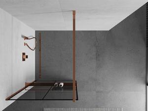 Mexen Kioto+ ścianka prysznicowa z półką Walk-in 80 x 200 cm, czarny wzór, różowe złoto - 800-080-121-60-77