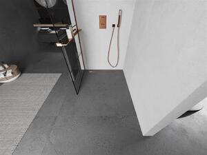 Mexen Kioto+ ścianka prysznicowa z półką Walk-in 80 x 200 cm, czarny wzór, różowe złoto - 800-080-121-60-77