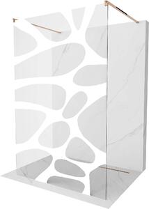 Mexen Kioto ścianka prysznicowa wolnostojąca 120 x 200 cm, biały wzór 8 mm, różowe złoto - 800-120-002-60-97
