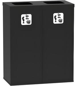 Wewnętrzny kosz do segregacji śmieci, 2x 70 l, uchwyt na worek, czarny/czarny