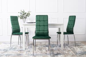 Zestaw stół prostokątny rozkładany skubi i 4 krzesła tapicerowane k416 zielone welurowe do jadalni