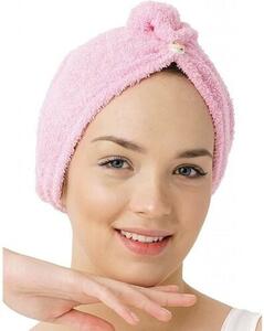 Szybkoschnący turban na włosy frotte różowy
