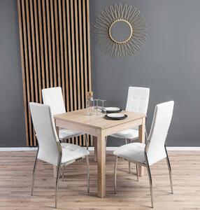 Zestaw stół kwadratowy dingo i 4 krzesła tapicerowane k209 białe ekoskóra do jadalni