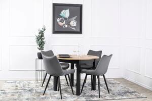 Zestaw stół okrągły rozkładany harry i 4 krzesła tapicerowane k388 szare welurowe