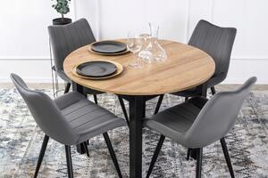Zestaw stół okrągły rozkładany harry i 4 krzesła tapicerowane k388 szare welurowe