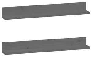 Półki ścienne, 2 szt., szare, 80x11x9 cm, lite drewno sosnowe