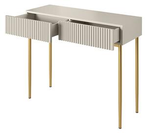 Nowoczesne biurko z szufladami i metalowymi nogami Nicole 100 cm - kaszmir / złote nóżki