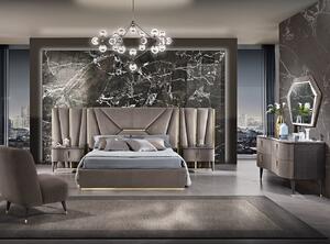 Rama łóżka 160x200 ze ścianką tapicerowaną ASCEA + Pojemnik | Tkaniny i Kolory Do Wyboru