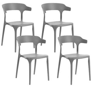 Minimalistyczny zestaw 4 krzeseł do ogrodu jadalniane plastik ciemnoszary Gubbio Beliani
