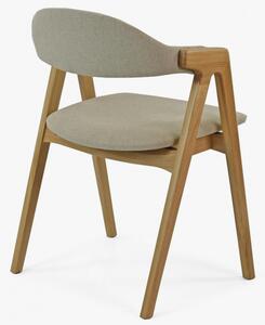 Nowoczesne zaokrąglone krzesło dębowe z beżową tapicerką Logan