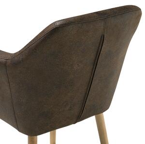 Krzesło do jadalni tapicerowane ekoskóra drewniane nogi ciemnobrązowe Yorkville Beliani