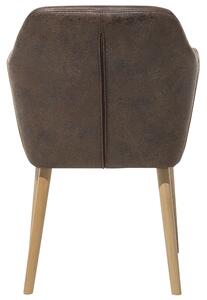 Krzesło do jadalni tapicerowane ekoskóra drewniane nogi ciemnobrązowe Yorkville Beliani