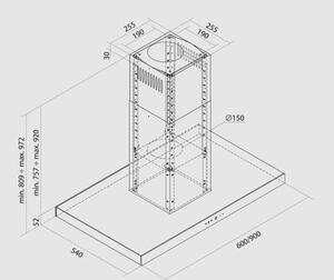 Okap GLOBALO Lonatio Isola 90.2 Czarny 610m3/h 60dB klasa B
