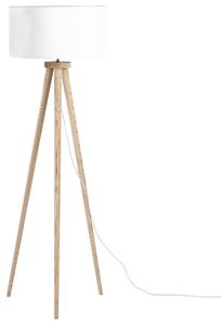 Nowoczesna lampa stojąca podłogowa metalowa trójnóg jasne drewno biały Nitra Beliani
