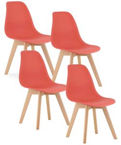 Zestaw 4 pomarańczowych krzeseł do stołu cynober K2-D88
