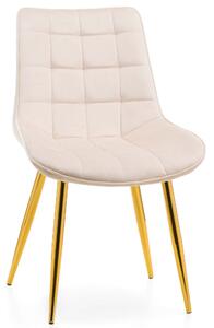 MebleMWM Krzesło welurowe beżowe ART830C złote nogi