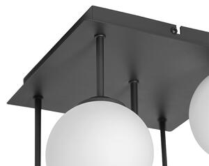 Nowoczesna lampa sufitowa czarna z opalowym szkłem 5-light - Ateny Oswietlenie wewnetrzne
