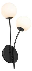 Moderne wandlamp zwart met opaal glas 2-lichts - Athens Oswietlenie wewnetrzne